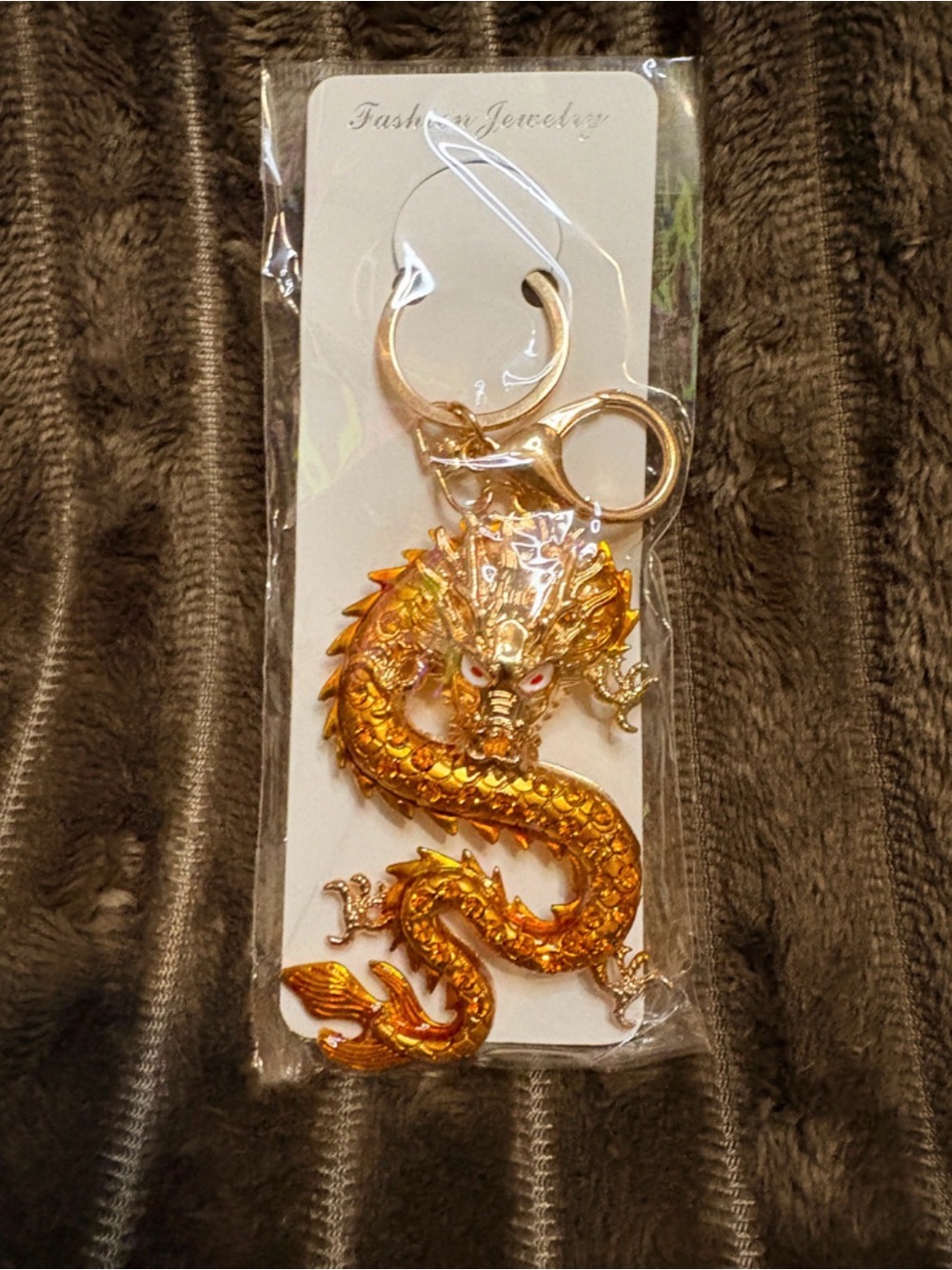 Gold Dragon Keychain Charm